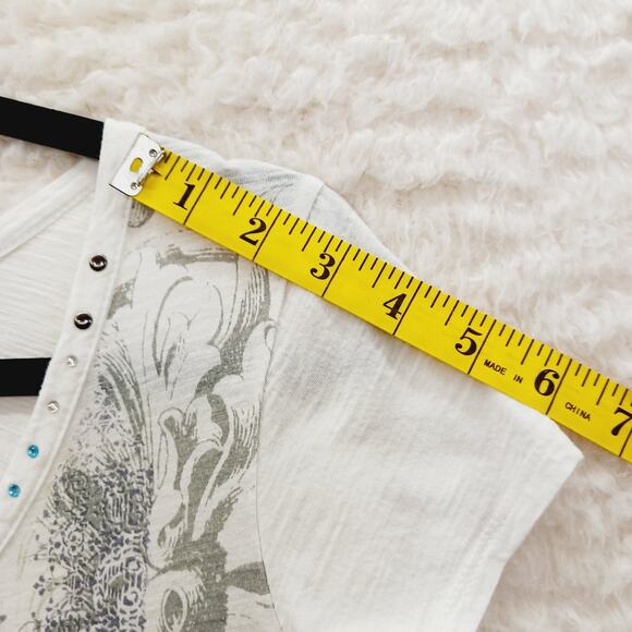 T-Shirt Size XL Aqua Blue Stud Rhinestone Boho Soft Glam Vacation Resort Whimsy - Picture 7 of 12